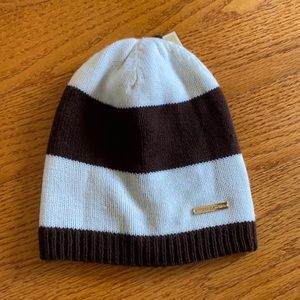 Michael Kors brown cream beanie winter hat